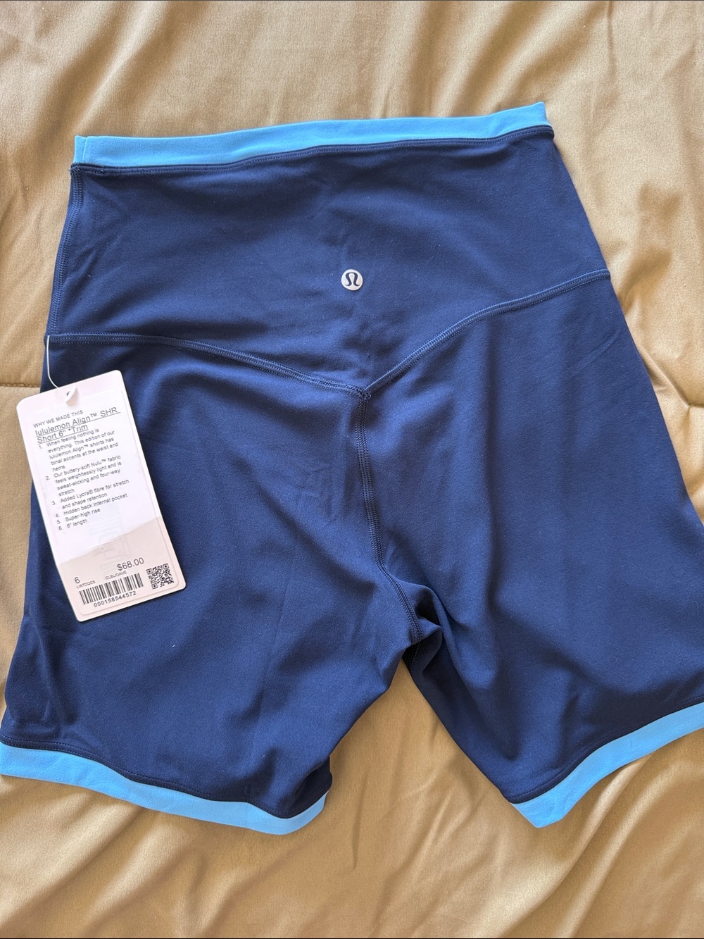 lululemon athletica Navy Bike Shorts with Light Blue Trim